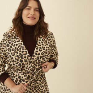Quinn Belted Leopard Print Packable Rain Coat
